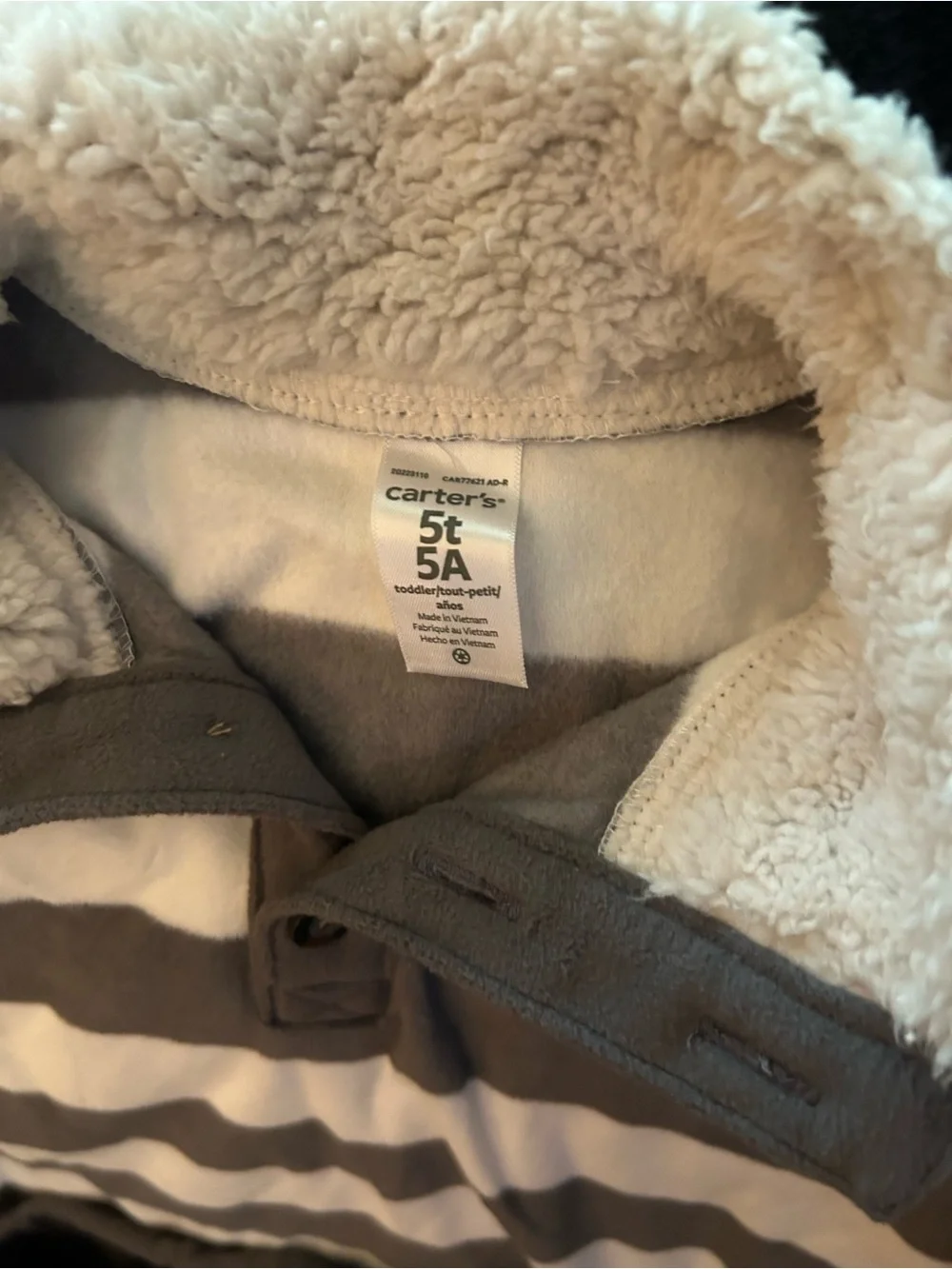 Carter's Gray and White Striped Sherpa-Lined Pullover Set